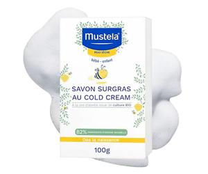 Mustela Savon Surgras Cold Cream Peau Sèche Bébé 100g | Savon surgras nettoie et nourrit en douceur visage et corps des peaux sèches et sensibles, au cold cream dès la naissance
