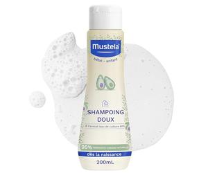 Mustela Shampooing Doux Bébé Avocat Bio 200ml | Shampooing doux nettoie, démêle et protège les cheveux délicats du nouveau-né sans piquer les yeux, à l'avocat bio