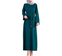 Musulman Moyen-Orient Dames Robe Abaya Longue Robe musulmane Arabe Robe r pour les femmes musulmanes Long Khimar et jupes pour les prières et la couverture, vert, L