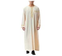 Musulman Qamis Homme Manches Longues Djellaba Marocaine Abaya Caftan Orient - Ethnique Kandoura - Style Saoudien - Dishdasha Arabe Thobe Islamique Ramadan