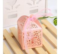 Musuntas Lot de 50 bonbonnières/boîtes à dragées en carton, en forme de cage à oiseaux, pour mariages, baptêmes, décoration de table, cadeau d’invité, boîte de cadeau, rose