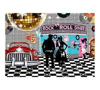 Musykrafties 50s Fête Décoration Fournitures - Diner Backdrop 7x5feet, 84x60inch Large Non Lavable
