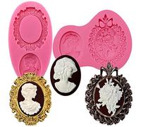 Musykrafties Lot de 2 moules en silicone camée avec cadre photo pour pâte à sucre, résine époxy, chocolat, argile polymère
