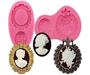 Musykrafties Lot de 2 moules en silicone camée avec cadre photo pour pâte à sucre, résine époxy, chocolat, argile polymère