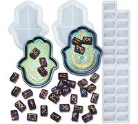 Musykrafties Main Hamsa Et Rune Pierre Résine Époxy Silicone Moules Set Palm Amulet Plaque Bijoux Moulage Fournitures 4-count Longueur 1.18-6inch