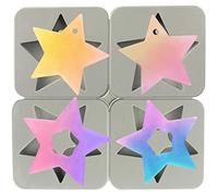 Musykrafties Moule en silicone à 4 cavités en forme d'étoile avec trou pour chocolat, savon, bougie, moulage en résine époxy, projets d'artisanat de bijoux