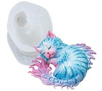 Musykrafties Moule en silicone en résine époxy chat diable 3D, statue d'animal esprit chaton dragon à cornes pour décoration de gâteau fondant, béton, ciment, argile polymère, grande longueur 7,6 cm
