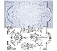 musykrafties Moules à gâteau 3D sculptés pour fondant, cadre médaillon, style baroque, plâtre en argile, WD-4712