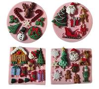 musykrafties Père Noël Essentielle Noël Bonbon Moule Silicone pour Cupcake, Décoration Gâteau, Sucre Pâte,Fondant,Beurre,Résine,Argile Polymère Crafting Projet, 4-Pieces Set