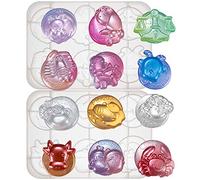 musykrafties Zodiaque Silicone Moules pour Résine Breloque Cabochon pour Époxy Béton Ciment Plâtre Savon Bain Bombe Cire Chocolat Bonbons Faire Fondre 12-Cavity Diamètre 1.5-2.4inch