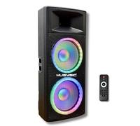 MUSYSIC Système de haut-parleurs de sonorisation portable avec Bluetooth - Amplificateur PMPO intégré de 4000 W avec lumières de fête à DEL Bluetooth, FM, USB, SD 1/4 po Système de PA - 2
