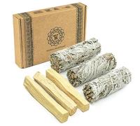 MUT22 3 Sauge Blanche et 3 Palo Santo Sacrés à Brûler - Herbes de Purification et d'Harmonie pour Spirituelle et Les Rituels Énergétiques