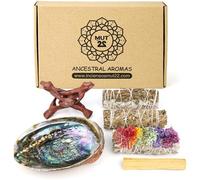 MUT22 Kit Sahumerio, Palo Santo, Sauge Blanche et armoise, Sauge aux 7 Fleurs, Sauge avec Genièvre, Coquille d'Ormeau - Kit Complet pour Purification et Harmonisation