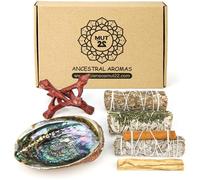MUT22 Kit Sahumerio, Palo Santo, Sauge Blanche et Cannelle, Sauge du Désert, Rue, Coquille d'Ormeau - Kit Complet pour Purification et Harmonisation