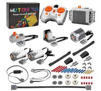 Mutcretus Lot de 54 moteurs à fonction d'alimentation, télécommande infrarouge et kit de moteur de batterie, compatible avec blocs de construction, ensembles techniques, moteurs et engrenages
