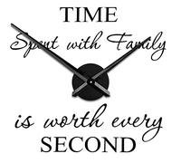 Mute Grande horloge murale 3D sans cadre pour la maison, le bureau, l'école, la décoration, accessoires d'horloge à quartz (noir)