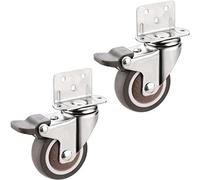 Mute L Type Side Mounted Wheels Casters TPE Splint Wheel with Bearings Anti-wrap Wheel Flower Stand Wooden Table 2Pcs Casters(No Brake,2 inch)