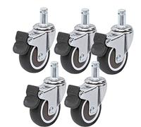 Mute Plunger Circlip Wheels Casters Wheel with Bearings Anti-wrap Wheel for Boss Swivel Chair Office Chair 5Pcs Casters(With Brake,1.5 Inch)