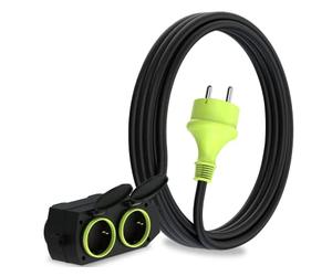 MutecPower 3m Rallonge avec 4 prises Schuko pour usage extérieur Câble étanche IP44 H05RR-F3G1,5 mm 4 prises contact de protection Prolongateur électrique pour l'extérieur à 4 voies 3 mètres noir/vert