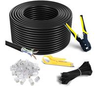 MutecPower Multi-Cables CAT6 RJ45 100m, à l'extérieur utiliser imperméable - CCA - Direct Burial Ethernet Network câble Avec Pince à sertir - 550 Mhz-100 meter