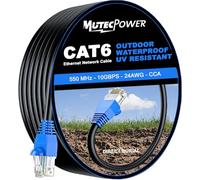 MutecPower Multi-Cables CAT6 RJ45 75m, à l'extérieur utiliser imperméable - CCA - Direct Burial Ethernet Network câble - 550 Mhz-75 meter
