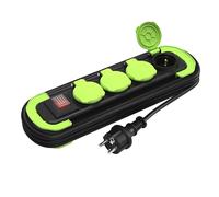 MutecPower Multiprise 4 Prises IP44 Prise Multiple avec Interrupteur, multiprise Exterieur Etanche, Prises à Contact de Protection avec couvercles et câble Enroulable 5m 16A/250V H05RR-F3G1 Noir/Vert