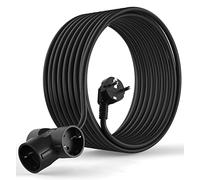 MutecPower Prolongateur de 10 mètres Rallonge schuko avec 3 Prises Schuko coudée à 90° - jusqu'à 250V 50Hz 16A IP20 - Longueur 10m Noir