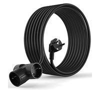 MutecPower Prolongateur de 7.5 mètres Rallonge schuko avec 3 Prises Schuko coudée à 90° - jusqu'à 250V 50Hz 16A IP20 - Longueur 7.5m Noir