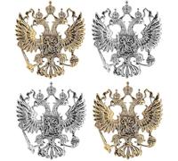 Muteitt 4 Pièces Broche Aigle À Double Tête Épingles À Deux Têtes Aigle Couronne Épinglette Collier Broche Vintage Badge Manteau Costume Jupe Bijoux pour Hommes Femmes