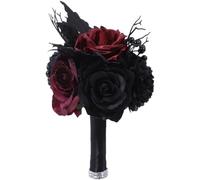 Muteitt Bouquet De Mariage, Bouquet Floral Noir Gothique pour Mariée Demoiselle d'honneur, Mariée Artificielle Tenant des Fleurs pour Fête De Mariage Église