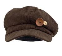 Muteitt Casquette Gavroche en Velours Côtelé pour Femme, Style Vintage, avec Boutons Décoratifs, Style Béret De Peintre/livreur De Journaux, Accessoire Tendance Y2k, Casquette Octogonale