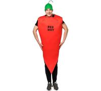 Muteitt Costume De Piment d'halloween pour Adultes, Costume De Nourriture Unisexe, Costume De Piment Rouge Drôle pour Femmes Hommes, Combinaison Alimentaire pour Cosplay