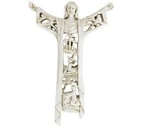 Muteitt Crucifix Mural en Forme De Croix De Jésus, Fait À Main, Ajouré, Croix De Prière Catholique, Chrétien, 1ère Communion, Cadeaux De Baptême, Décoration Murale De Maison