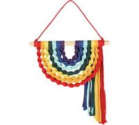 Muteitt Décorations Murales en Macramé Arc-en-Ciel, Suspensions Murales Colorées À Pompons Tissés, Ornements Faits Main pour Appartement/dortoir