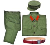 Muteitt Ensemble Uniforme De Soldat De L'armée Chinoise Type 65 pour, Costume D'officier Militaire Vert Rétro pour Cosplay avec Insigne De Casquette Ceinture