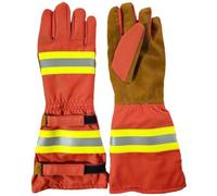 Muteitt Gants de Lutte Contre l'incendie, Gants de Pompier Professionnels, résistance à la Chaleur et aux Flammes, Gants de Travail de sécurité à Manches Longues avec Bande réfléchissante