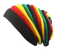 Muteitt Jamaïque Reggae Hat Jamaïcain Rasta Chapeaux Rasta Bonnet Chapeaux d'hiver Côtelé Tricoté Chapeau Rayé Bonnet Skullies Chapeau pour Hommes Femmes
