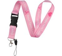 Muteitt Lanière De Sensibilisation Au Cancer du Sein, Ruban Rose, Porte-clés, Porte-Badge D'identification, Lanière De Sensibilisation Au Cancer du Sein pour Badges D'identification