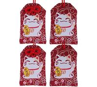 Muteitt Lot De 4 Amulettes Japonaises Omamori, Porte-Bonheur Bénédiction, Sachets À Suspendre pour Santé, Fortune, Richesse Le Succès.