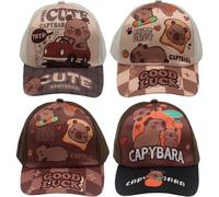 Muteitt Lot De 4 Casquettes De Baseball Capybara pour Enfants, Joli Chapeau De, Casquette De Sport Graphique Élégante pour Garçons Filles, Camping Activités De Plein Air