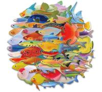 Muteitt Lot de 50 Autocollants Poissons, Animaux Marins, pour Scrapbooking, Imperméables, pour Ordinateur Portable, Skateboard, Bagages, Guitare