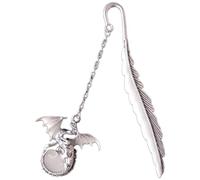 Muteitt Marque-Pages en Plumes en Métal pour Hommes Femmes, Marque-Page Lumineux Qui Brille dans Nuit, Rétro Antique Dragon, pour Les Amateurs De Livres