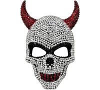 Muteitt Masque De Squelette À Cornes De Diable en, Accessoire De Déguisement pour Halloween (Hommes Femmes).