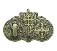 Muteitt Médaille De Saint Benoît - Décoration Murale en Métal - Pendentif Saint Benoît - Protection pour Porte Mur - Croix Religieuse - Porte-clés - Cadeau Catholique
