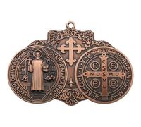 Muteitt Médaille De Saint Benoît - Décoration Murale en Métal - Pendentif Saint Benoît - Protection pour Porte Mur - Croix Religieuse - Porte-clés - Cadeau Catholique