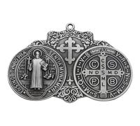 Muteitt Médaille De Saint Benoît - Décoration Murale en Métal - Pendentif Saint Benoît - Protection pour Porte Mur - Croix Religieuse - Porte-clés - Cadeau Catholique