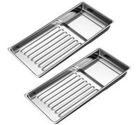 Muteitt Plateau Médical, 2 Pièces en Acier Inoxydable, Support Chirurgical Polyvalent pour Instruments Médicaux De Salon De Beauté De Manucure, pour Petites Pièces Utilisation