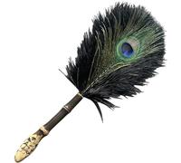 Muteitt Plumeau pour Le Nettoyage, Nettoyeur De Meubles sans Rayures, Mini Brosse À Poussière en Plumes De Paon avec Manche en Bois, Outil De Dépoussiérage Domestique
