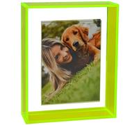 Mutellstory Cadre photo flottant en acrylique pour montage mural et décoration de table pour galerie, maison, bureau - 12,7 x 17,8 cm - Vert fluo