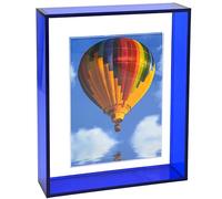 Mutellstory Cadre Photo Flottant en Acrylique pour Montage Mural et décoration de Table pour galerie, Maison, Bureau, Bleu, 20,3 x 25,4 cm